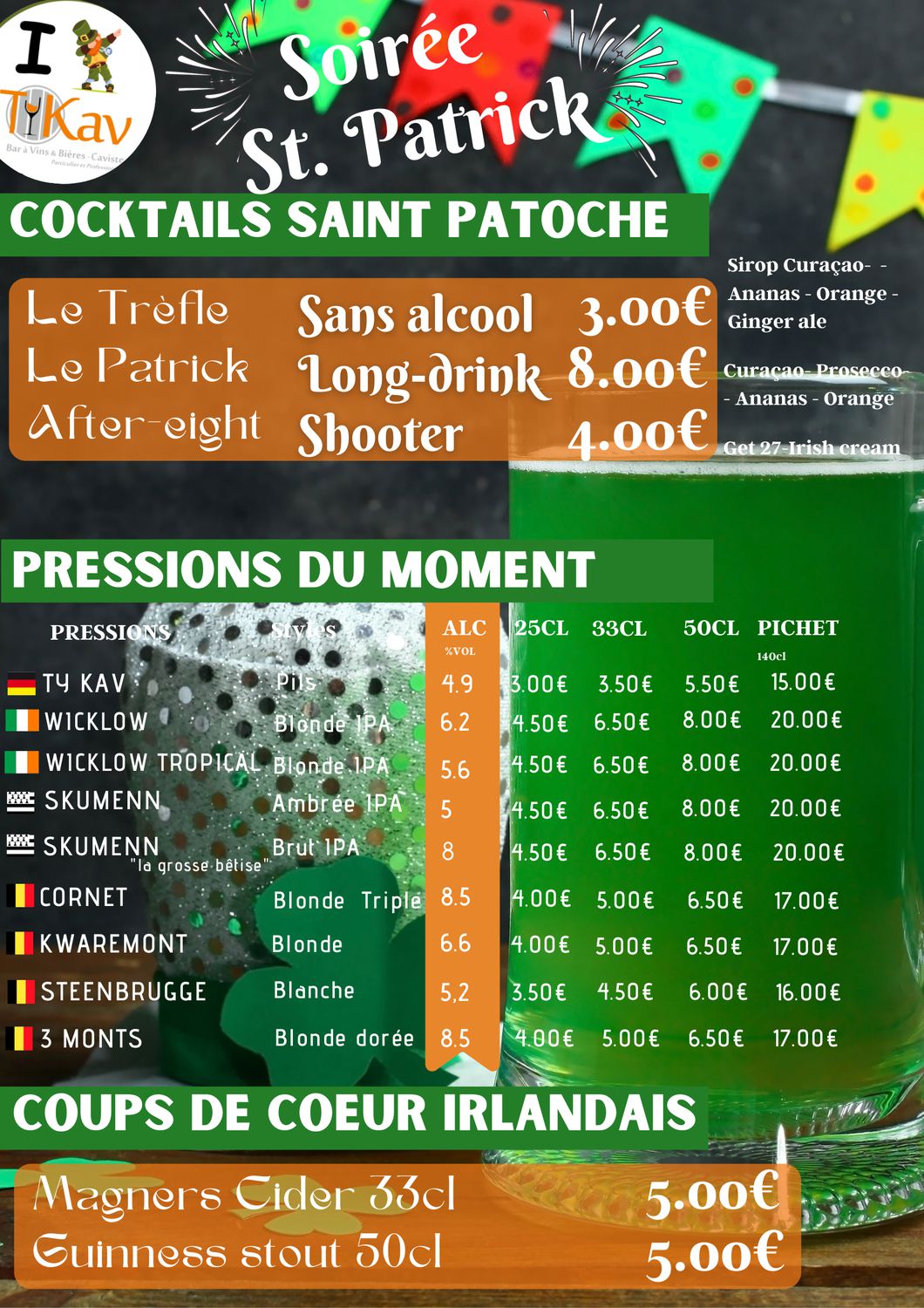 carte menu digitalisé TY KAV & BAR