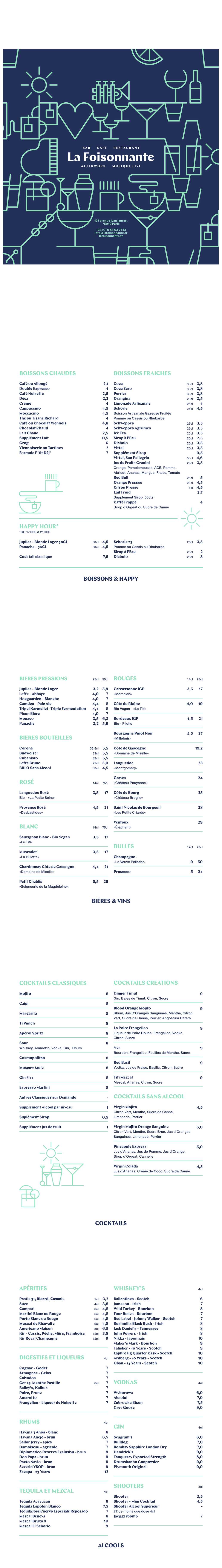 carte menu digitalisé La Foisonnante