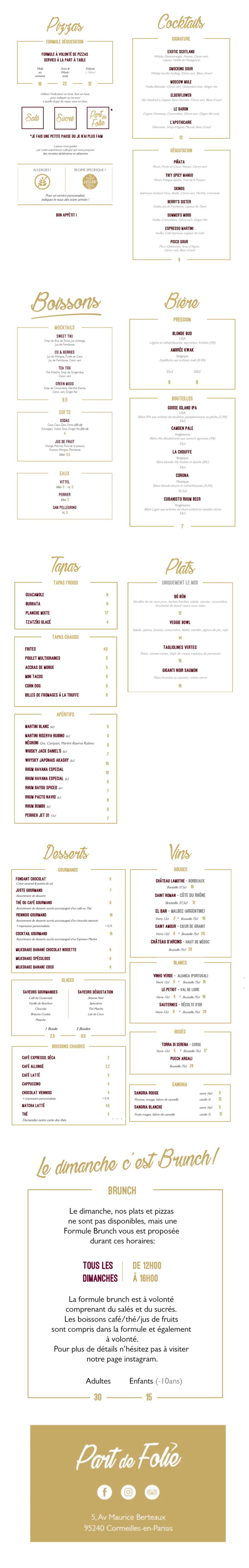 carte menu digitalisé Au Pavillon