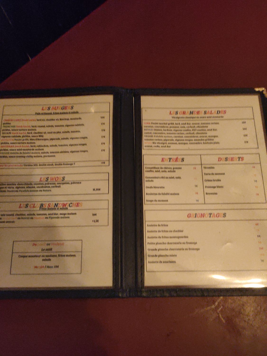 carte menu digitalisé Le Bidule