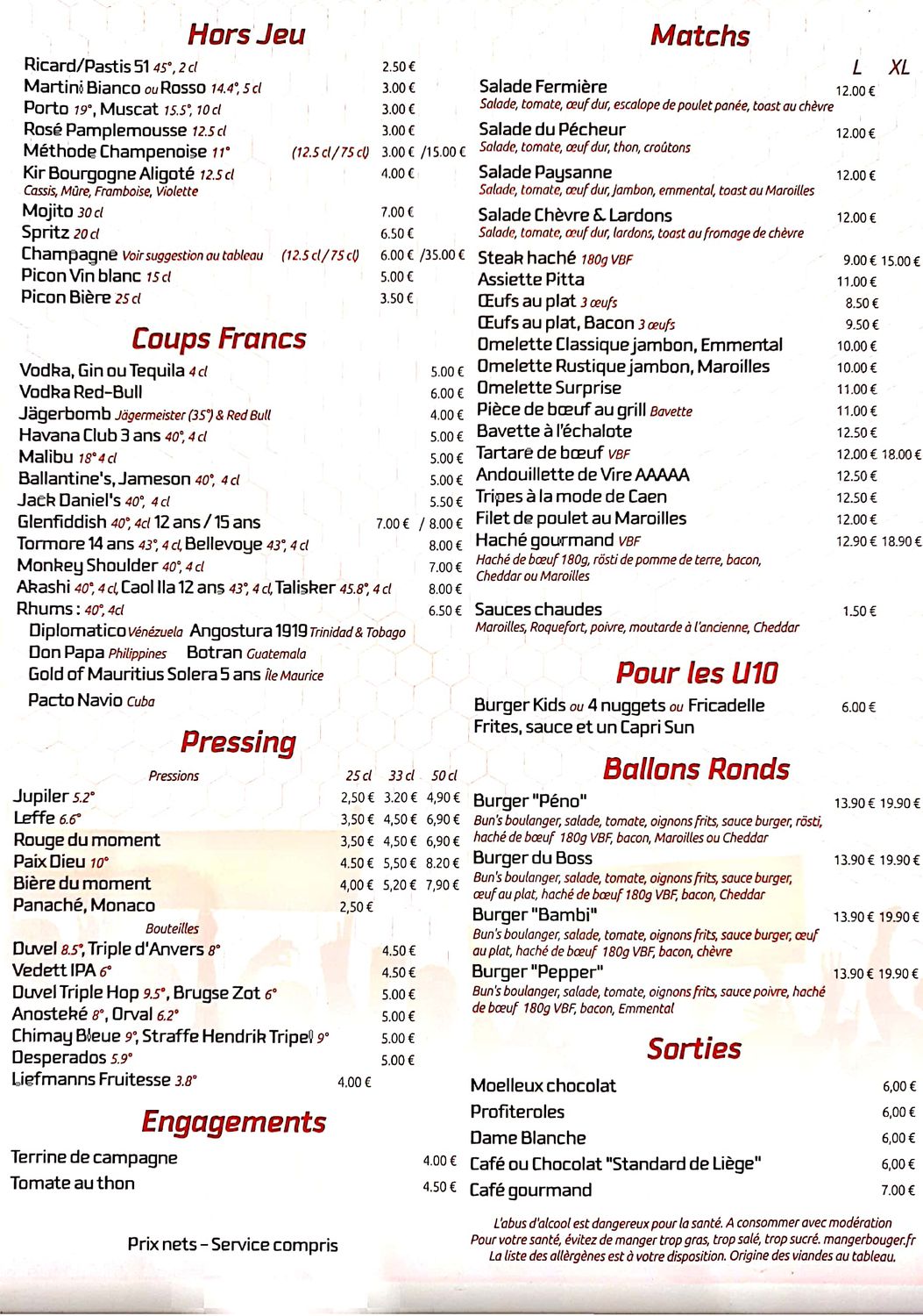 carte menu digitalisé Le penalty